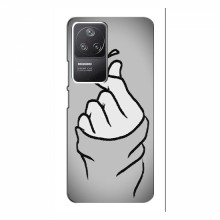 Чехол с принтом для Xiaomi POCO F4 (5G) (AlphaPrint - Знак сердечка) Серый фон - купить на Floy.com.ua