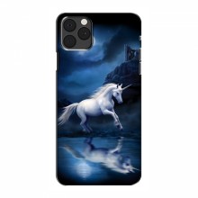 Чехол с принтом для iPhone 12 Pro - (на черном) (AlphaPrint) Единорог в лесу - купить на Floy.com.ua