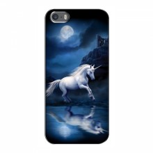 Чехол с принтом для iPhone 5 / 5s / SE - (на черном) (AlphaPrint) Единорог в лесу - купить на Floy.com.ua