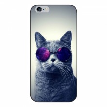 Чехол с принтом для iPhone 6 / 6s - (на черном) (AlphaPrint) Кот в очках - купить на Floy.com.ua