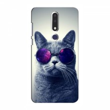 Чехол с принтом для Nokia 3.1 Plus - (на черном) (AlphaPrint) Кот в очках - купить на Floy.com.ua