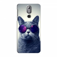 Чехол с принтом для Nokia 3.2 (2019) - (на черном) (AlphaPrint) Кот в очках - купить на Floy.com.ua