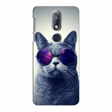 Чехол с принтом для Nokia 7.1 - (на черном) (AlphaPrint) Кот в очках - купить на Floy.com.ua
