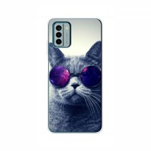 Чехол с принтом для Nokia G22 - (на черном) (AlphaPrint) Кот в очках - купить на Floy.com.ua