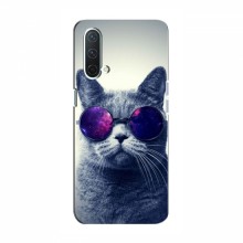 Чехол с принтом для OnePlus Nord CE 5G - (на черном) (AlphaPrint) Кот в очках - купить на Floy.com.ua