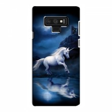 Чехол с принтом для Samsung Note 9 - (на черном) (AlphaPrint) Единорог в лесу - купить на Floy.com.ua