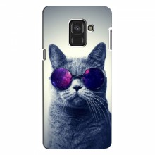Чехол с принтом для Samsung A8, A8 2018, A530F - (на черном) (AlphaPrint) Кот в очках - купить на Floy.com.ua