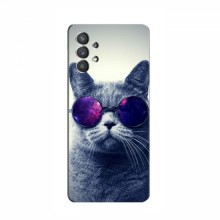 Чехол с принтом для Samsung Galaxy A32 - (на черном) (AlphaPrint) Кот в очках - купить на Floy.com.ua