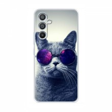 Чехол с принтом для Samsung Galaxy A34 - (на черном) (AlphaPrint) Кот в очках - купить на Floy.com.ua