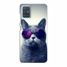 Чехол с принтом для Samsung Galaxy A51 5G (A516) - (на черном) (AlphaPrint) Кот в очках - купить на Floy.com.ua