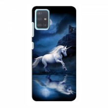 Чехол с принтом для Samsung Galaxy A51 (A515) - (на черном) (AlphaPrint) Единорог в лесу - купить на Floy.com.ua