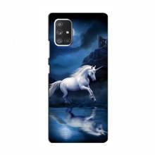 Чехол с принтом для Samsung Galaxy A52s 5G (A528) - (на черном) (AlphaPrint) Единорог в лесу - купить на Floy.com.ua