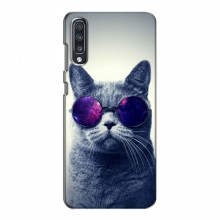 Чехол с принтом для Samsung Galaxy A70 2019 (A705F) - (на черном) (AlphaPrint) Кот в очках - купить на Floy.com.ua
