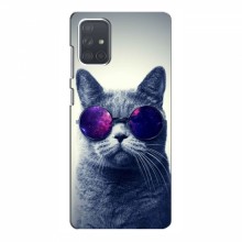 Чехол с принтом для Samsung Galaxy A71 (A715) - (на черном) (AlphaPrint) Кот в очках - купить на Floy.com.ua