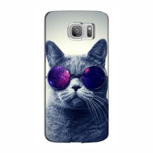Чехол с принтом для Samsung S7 Еdge, G935 - (на черном) (AlphaPrint) Кот в очках - купить на Floy.com.ua