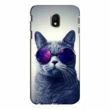 Чехол с принтом для Samsung J3 2017, J330FN европейская версия - (на черном) (AlphaPrint) Кот в очках - купить на Floy.com.ua