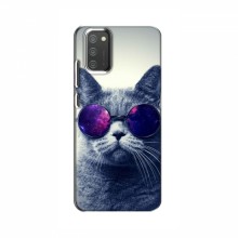 Чехол с принтом для Samsung Galaxy M02s - (на черном) (AlphaPrint) Кот в очках - купить на Floy.com.ua
