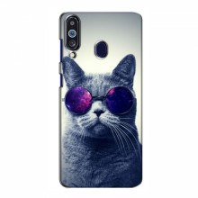 Чехол с принтом для Samsung Galaxy M40 - (на черном) (AlphaPrint) Кот в очках - купить на Floy.com.ua