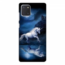 Чехол с принтом для Samsung Galaxy Note 10 Lite - (на черном) (AlphaPrint) Единорог в лесу - купить на Floy.com.ua