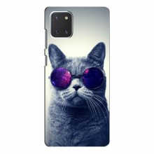Чехол с принтом для Samsung Galaxy Note 10 Lite - (на черном) (AlphaPrint) Кот в очках - купить на Floy.com.ua