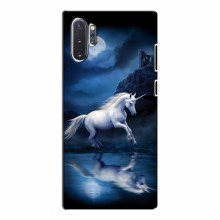 Чехол с принтом для Samsung Galaxy Note 10 Plus - (на черном) (AlphaPrint) Единорог в лесу - купить на Floy.com.ua