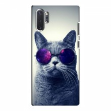 Чехол с принтом для Samsung Galaxy Note 10 Plus - (на черном) (AlphaPrint) Кот в очках - купить на Floy.com.ua