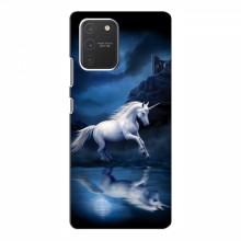 Чехол с принтом для Samsung Galaxy S10 Lite - (на черном) (AlphaPrint) Единорог в лесу - купить на Floy.com.ua