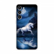 Чехол с принтом для Samsung Galaxy S23 - (на черном) (AlphaPrint) Единорог в лесу - купить на Floy.com.ua