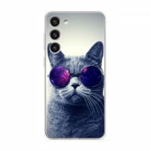 Чехол с принтом для Samsung Galaxy S23 - (на черном) (AlphaPrint) Кот в очках - купить на Floy.com.ua