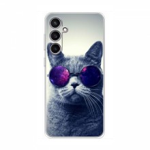 Чехол с принтом для Samsung Galaxy S23 FE - (на черном) (AlphaPrint) Кот в очках - купить на Floy.com.ua