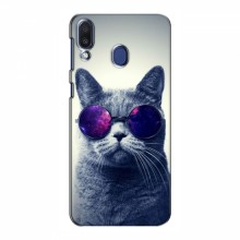 Чехол с принтом для Samsung Galaxy M20 - (на черном) (AlphaPrint) Кот в очках - купить на Floy.com.ua