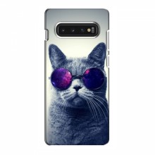 Чехол с принтом для Samsung S10 - (на черном) (AlphaPrint) Кот в очках - купить на Floy.com.ua