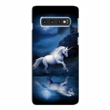 Чехол с принтом для Samsung S10e - (на черном) (AlphaPrint) Единорог в лесу - купить на Floy.com.ua