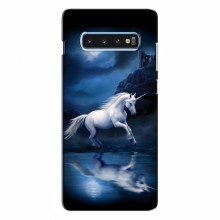 Чехол с принтом для Samsung S10 Plus - (на черном) (AlphaPrint) Единорог в лесу - купить на Floy.com.ua