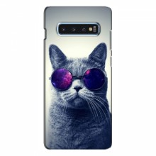 Чехол с принтом для Samsung S10 Plus - (на черном) (AlphaPrint) Кот в очках - купить на Floy.com.ua