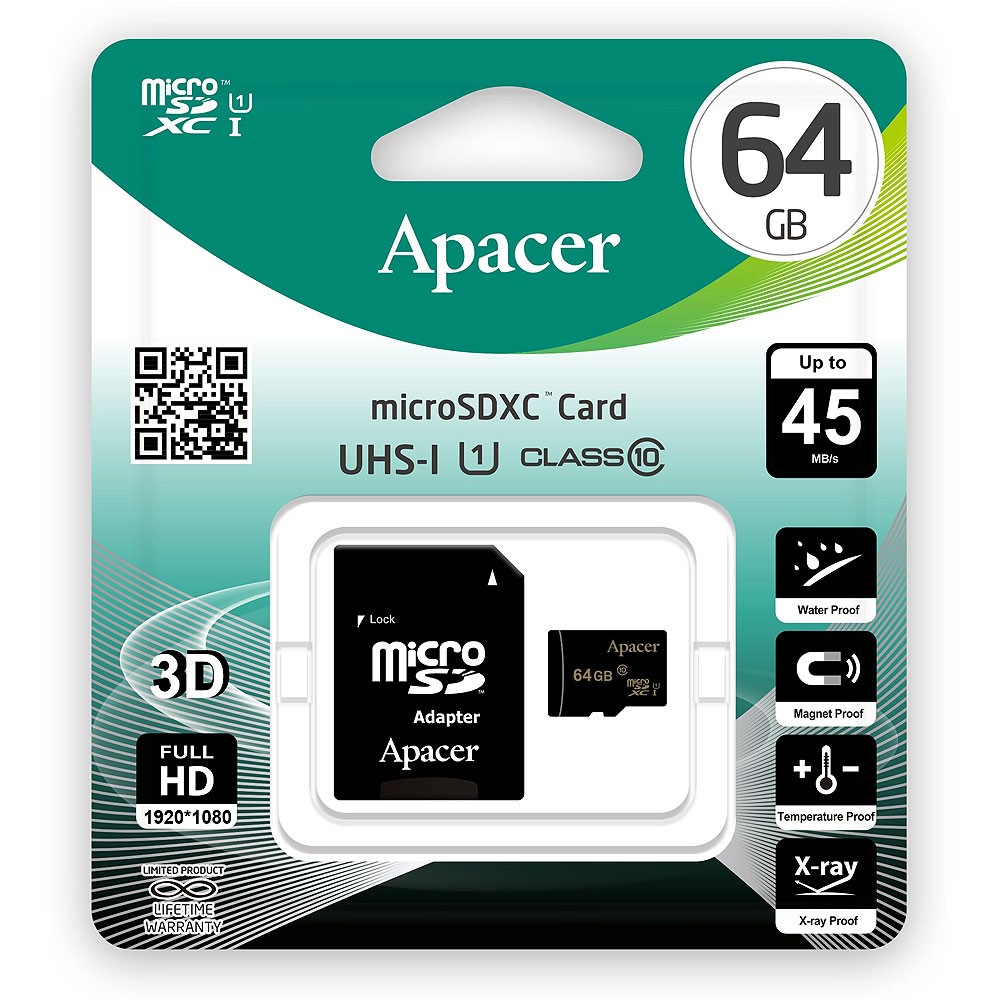 Карта памяти Apacer 64GB 45MB/s