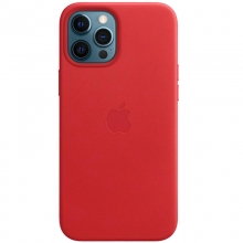 Кожаный чехол Leather Case (AAA) with MagSafe для Apple iPhone 12 Pro / 12 (6.1") Red - купить на Floy.com.ua