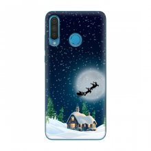 Рождественские Чехлы для Huawei P30 Lite / Nova 4e (VPrint) Санта на фоне луны - купить на Floy.com.ua