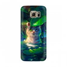 Чехлы Мультяшные на Samsung S6 Edge, G925 (VPrint) Котик с листочком - купить на Floy.com.ua