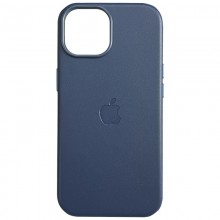 Кожаный чехол Leather Case (AAA) with MagSafe and Animation для Apple iPhone 15 (6.1") Blue - купить на Floy.com.ua