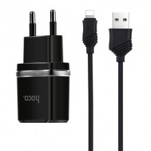СЗУ Hoco C12 Charger + Cable Lightning 2.4A 2USB - купить на Floy.com.ua