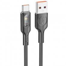 Дата кабель Hoco U120 Transparent explore intelligent power-off USB to Type-C 5A (1.2m) - купить на Floy.com.ua