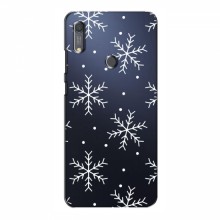 Зимние Чехлы для Huawei Y6s - прозрачный фон Белые снежинки - купить на Floy.com.ua