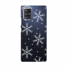 Зимние Чехлы для Samsung Galaxy A52 - прозрачный фон Белые снежинки - купить на Floy.com.ua