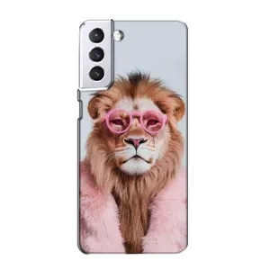Чохол з принтом стильні тварини для Samsung Galaxy S21 (Лев в окулярах)