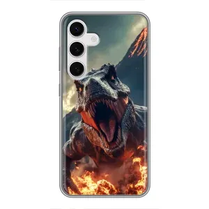 Чехол с картинкой «Хищники» для Samsung Galaxy S24 (Огненный динозавр)
