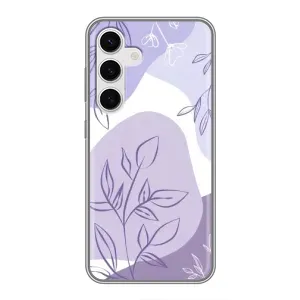 Силконовий чохол з принтом в квітах на Samsung Galaxy S24 (Фіолетове листя абстракція)