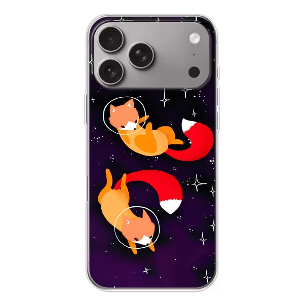 Чохол з принтом «Лисички космонавти» для Apple iPhone 18 Pro Max