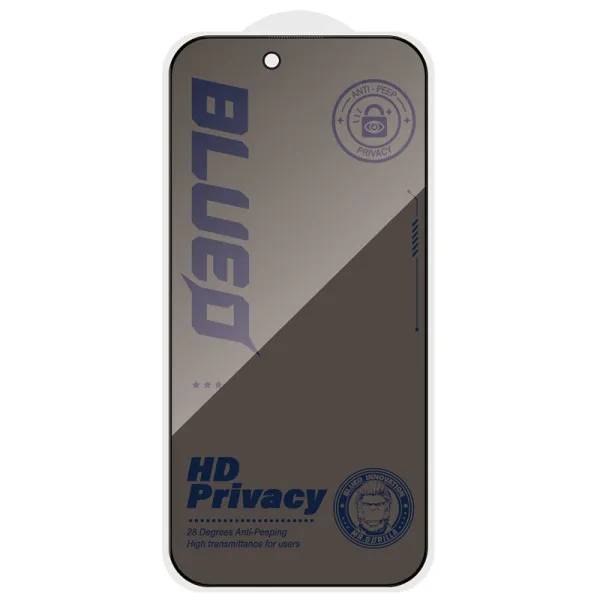 Захисне 2.5D скло Blueo Full Cover Anti-Peep для Apple iPhone 18 Pro (6.3") — Чорний — фото 2