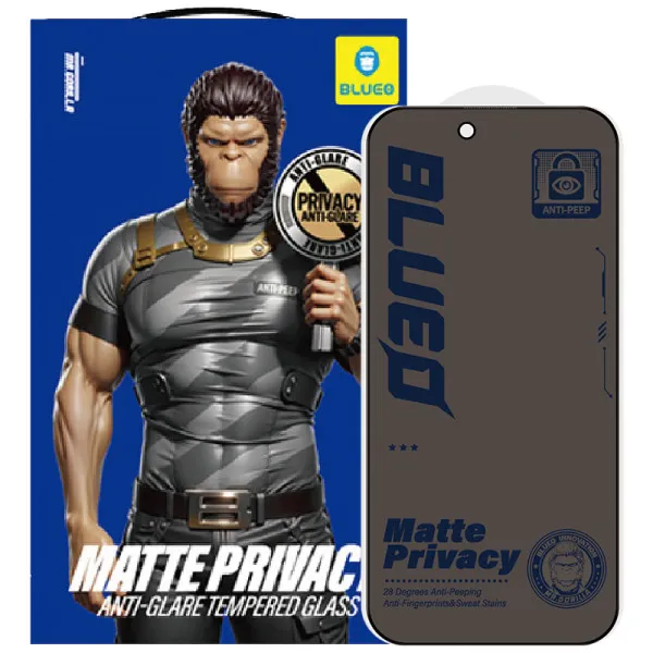 Захисне 2.5D скло Blueo Full Cover Anti-Peep Matte для Apple iPhone 18 Pro (6.3") — Чорний — фото 1